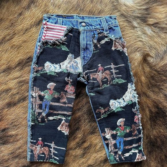 Vintage Levis Cowboy/Western Upcycled Themed Jeans 3 Pairs NWT - Picture 4 of 15